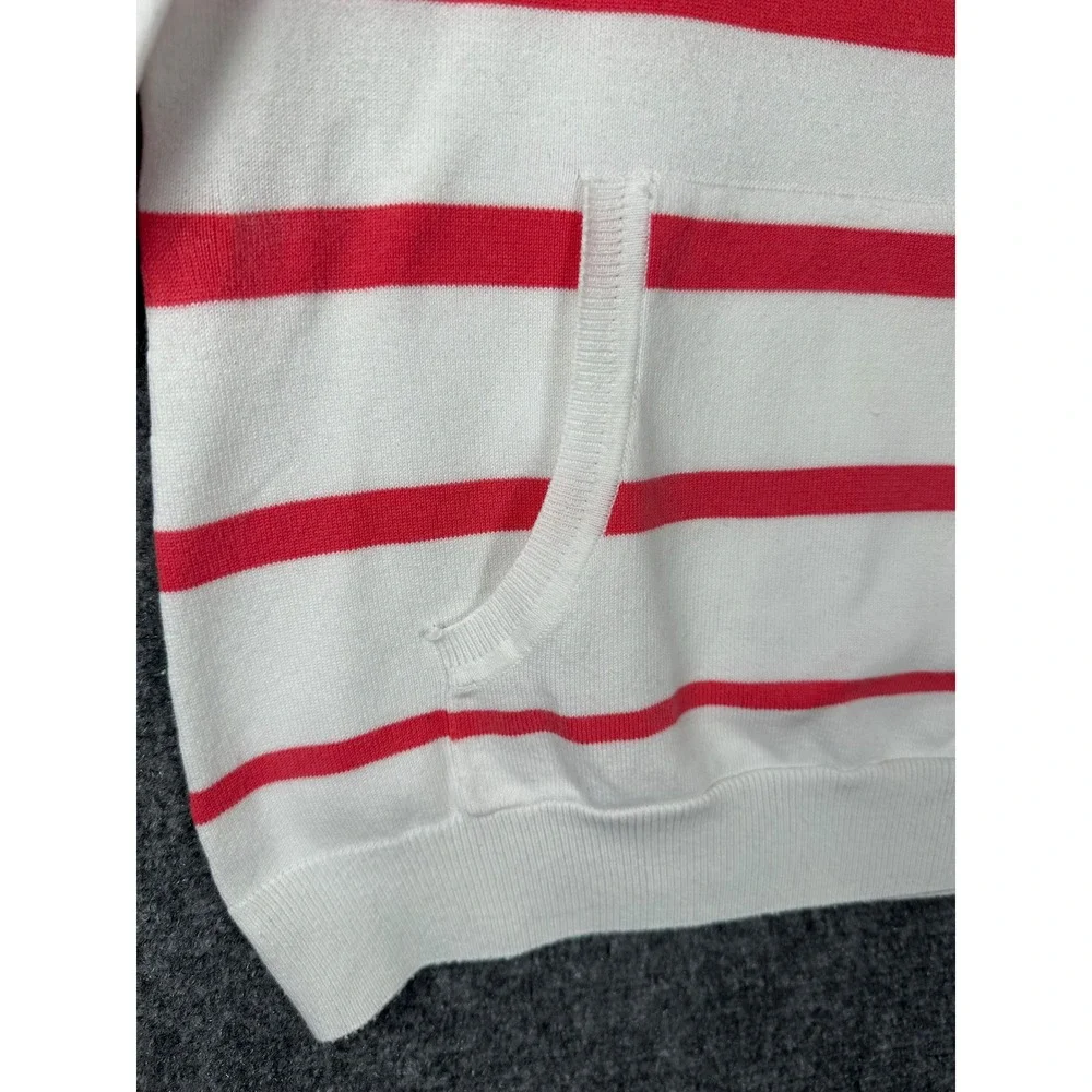 Tommy Hilfiger Womens Striped Sweater Size M Coral White Preppy Coastal Vintage